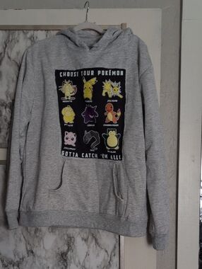 Pokémon Graphic Pullover Hoodie - Light Gray Custom Sewn One Of One